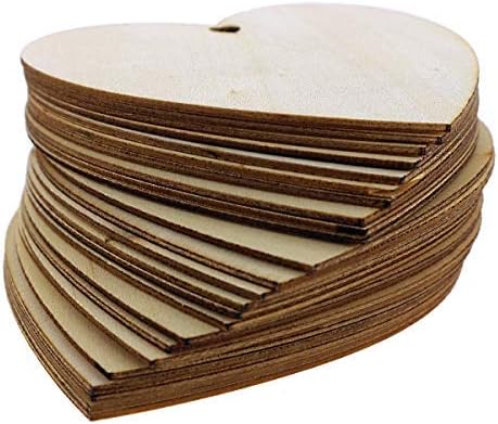 Kurtzy 25 pacote de corações de madeira com barbante natural - 10x10cm / 4x4 polegadas inacabadas em forma de madeira.