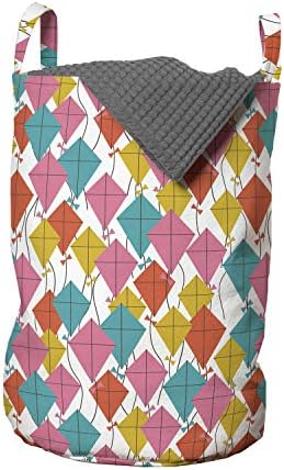 Bolsa de lavanderia de pipas de Ambesonne, Ornamento geométrico colorido Ornamento Vintage Obra de arte impressa nostálgicos