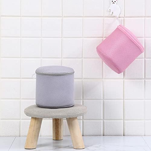 Alipis 3pcsbag rosa Máquina com lavagem para lavadora e sacos de sutiã azul Bola de zíper de calcinha cinza espessada com