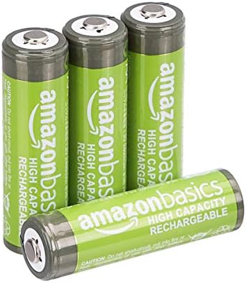 Basics 4 Baterias AA de embalagem, bateria recarregável de 2,400 mAh de alta capacidade, recarregue até 400x e