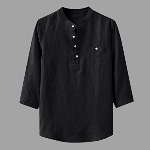 Camisas de linho zefotim para homens de manga curta Button Down Down Fashion Slim Fit Shirts