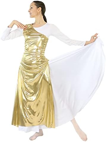 Danzcue Womens Womens Metallic Wors Dance Tunic com fendas laterais