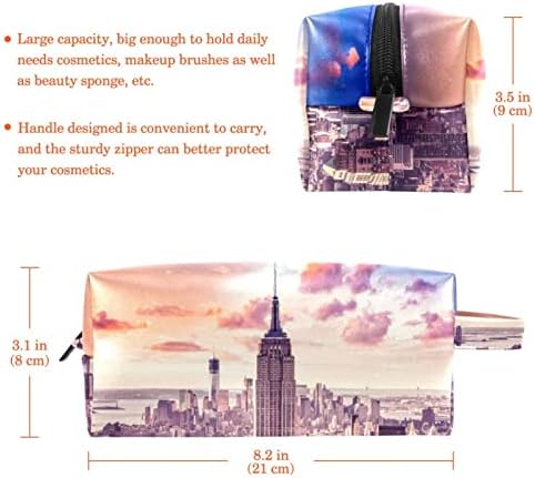 Bolsa de maquiagem à prova d'água, bolsa de maquiagem, organizador cosmético de viagem para mulheres e meninas, New York Landscape City