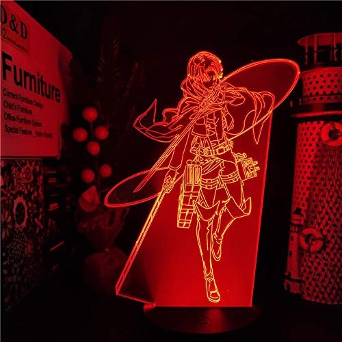 Ataque titan levi ackermann acrílico 3d lâmpada desenho animado personagem led lâmpada de lâmpada de mesa de mesa de mesa