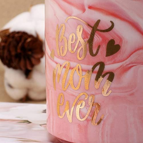 Vinakas Melhores Idéias de Presentes do Dia das Mães - Caneca de café em mármore rosa para mamãe 12 onças de ouro e rosa Celemic