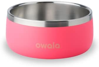 Owala Pet Bowl - Aço inoxidável durável, alimentos e tigela de água para cães, gatos e todos os animais de estimação, base não deslizante, 48 onças, preto