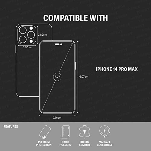 Capa de couro Torro compatível com iPhone 14 Pro Max - Caso compatível com Magsafe de couro genuíno com suporte para