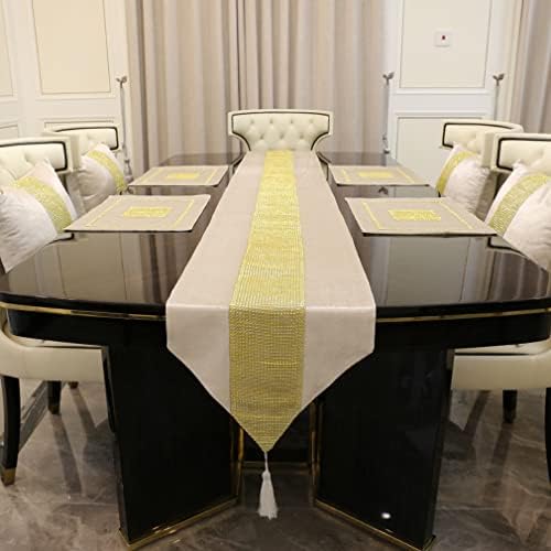 San Tungus Gold Rhinestone Table Runner, 72 polegadas de tabela de tabela de mesa para decoração da cômoda da sala de jantar, 13 x 98