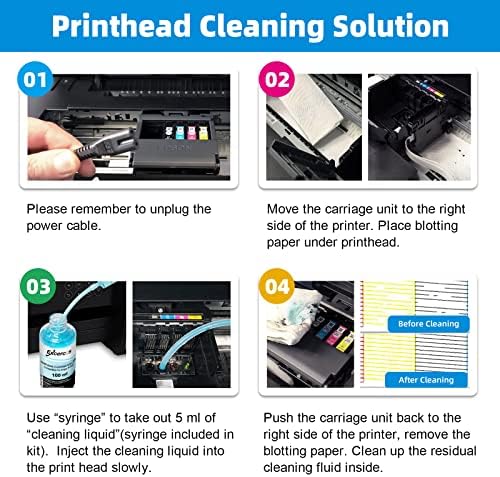 Kit de limpeza de cabeçote de impressão de 2pk compatível com o irmão Epson HP Canon bico a jato de tinta EcoTank OfficeJet DeskJet