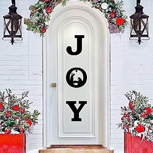RTMISA Christmas Joy Decorações - Sinal de natividade Joy para decoração de parede interna de Natal, espelho decorativo preto para a porta da porta da casa da casa da janela da janela, não espelho real, vem com fitas