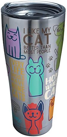 Tervis Triple Walled Cat Drayings Isolle Tumbler Cup mantém as bebidas frias e quentes, 30 onças, aço inoxidável