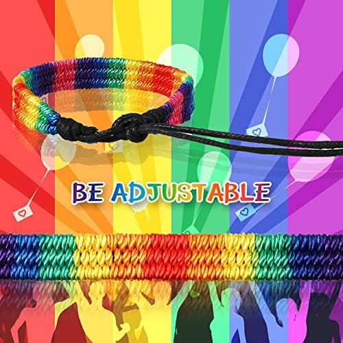 Bracelete arco -íris LGBT Bracelete artesanal Braça de amizade de amizade lésbica Ajuste Ajuste Pulseira de orgulho gay LGBTQ Pulseira