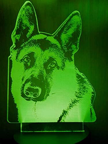 Jinnwell 3D Shepherd Dog alemão Lobo noturna Lâmpada leve Ilusão 7 Cor de toque Alteramento Touch Touch Tabel Decoração Lâmpadas