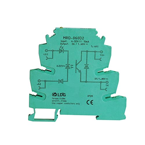 5pcs mrd-060d2 Indicação LED inovadora 2A Entrada: 5V 12V 24V DC SSR SOLE SOLIDE RELA RELA RELA DIN RAIL RELA RELA MODULE MODULE