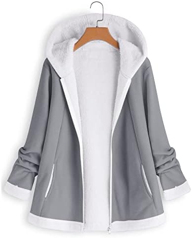 Cardigan Hooded Zipper Fuzzy Casual Athletic Jacket Mulher Ladies Plus Size Casal de lã com bolsos Casaco feminino de inverno
