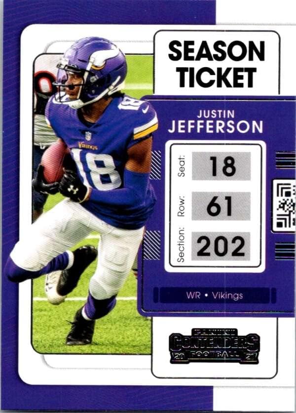 2021 Panini Concenders Season Ticket 63 Justin Jefferson Minnesota Vikings NFL Football Trading Card