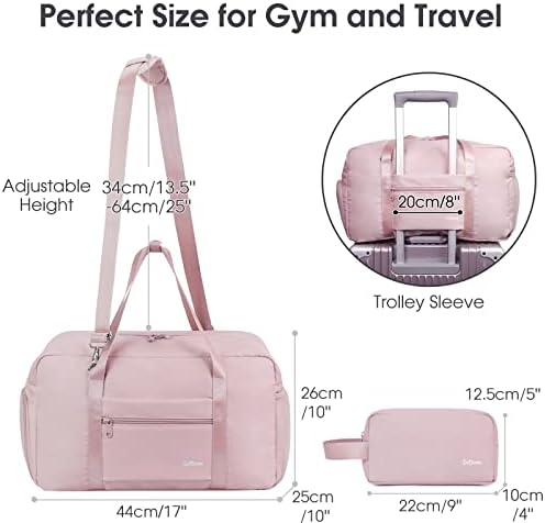 Bolsa de ginástica esportiva, bolsas de ombro da semana para o fim de noite viajam de mochila com compartimento de sapatos de bolso molhado de ioga para mulheres rosa