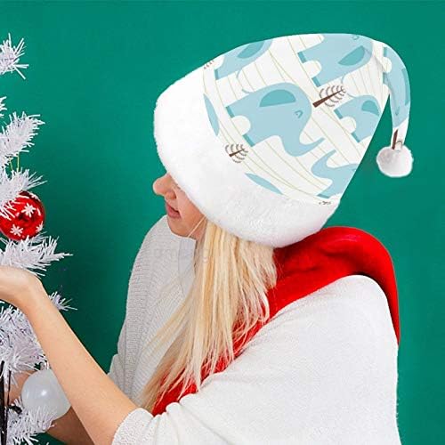 Chapéu de Papai Noel de Natal, elefantes azuis Flores de Natal Chapéu de férias de Natal para adultos, Hats de Natal com conforto