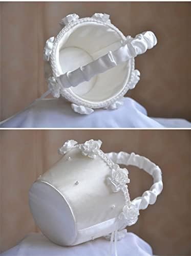 Cesto de cesta de casamento cesta de flores cesto de menina com rosa fuckle cetim fitas penduradas cesto para decoração de casa de casamento