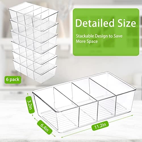 Moretoes 6 Pacote caixas de armazenamento de plástico transparente, organizador de lanches, caixas de organizador de