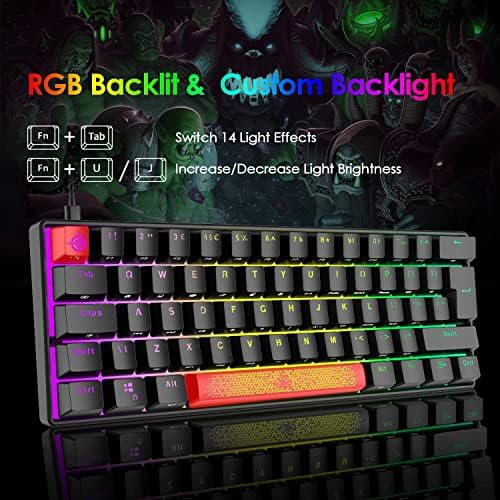 60% Teclado de jogo mecânico Mini portátil com rgb retroilumado backlit completo anti-ghosting 61 key ergonomic metal