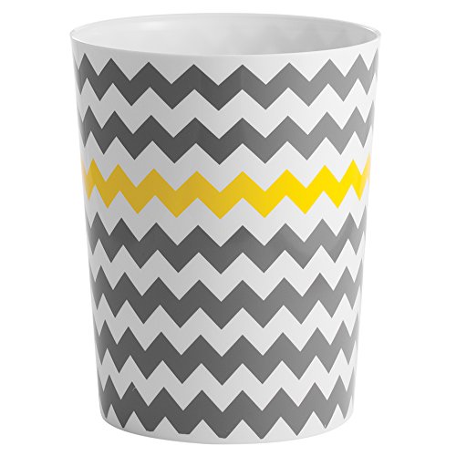 Idesign Chevron Waste Can, Grey/Yellow, 8 x 8 x 10