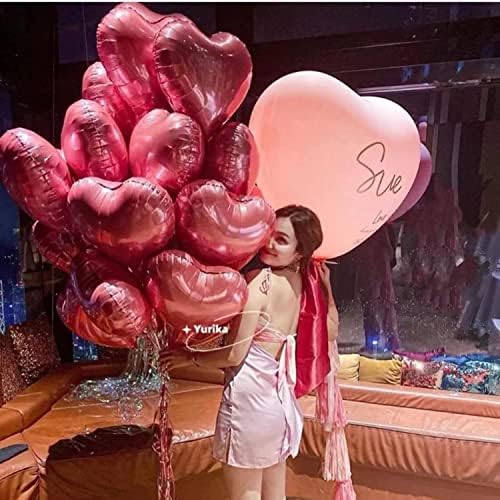 5 peças Ring -Ring Foil Balloon Conjunto e balões de folha de coração para decorações do dia dos namorados