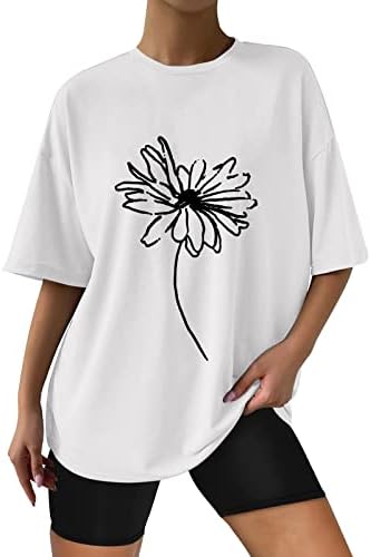 Roupas Kcjgikpok plus size para mulheres, t-shirt de manga curta de tripulação gráfica Camas de camisetas para mulheres verão casual