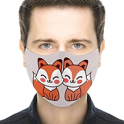 Credititive Bocal Covers de roupas de segurança Máscaras de tecido Design Design fofo de casal desenho animado da raposa