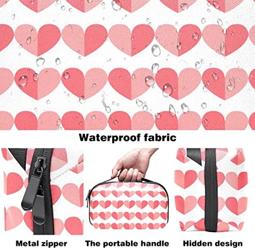 Bolsa de maquiagem de viagem sacos de maquiagem de bolsa de higieness à prova d'água para mulheres e meninas, namorado rosa coração