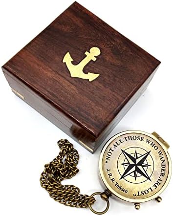Bússola de latão artesanal Nem todos aqueles que vagam estão perdidos Dial antigo Dial Marine Brass Compass Sailor Gifts Direction