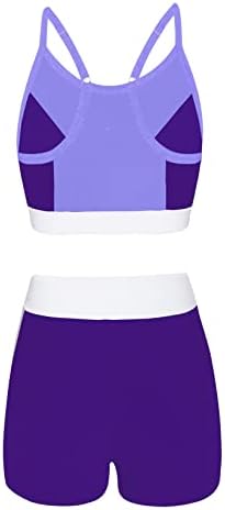 TTAO 2 peças Garotas de verão Tops de colete com shorts Runoto colorido de colorblock Yoga Fitness Athletic Roupas Conjunto