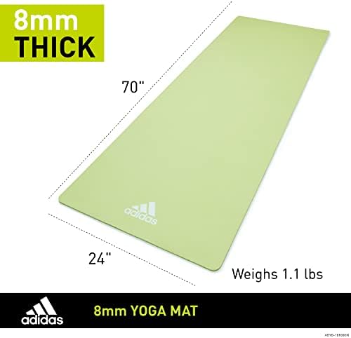 Adidas Yoga Mat grossa de 8 mm de espuma EVA não deslize tapetes de exercício para homens e mulheres - ideal para fitness de academia em casa, ioga, pilates, estúdio - leve, rolável, dobrável