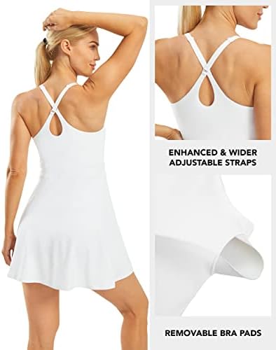 Vestido de tênis de Persit feminino com tiras ajustáveis ​​e sutiã e curta-shorts Vestido de exercício de golfe atlético