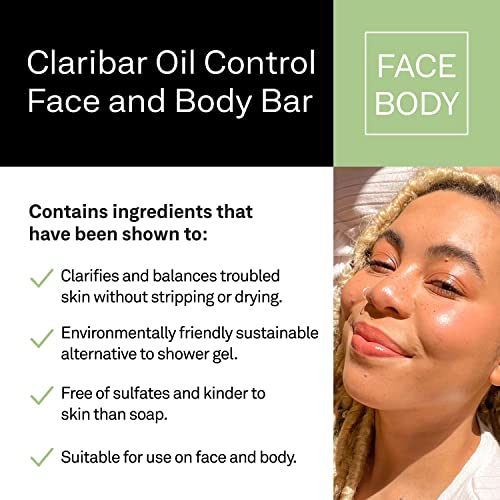 Faceteory Claribar-Face de controle de óleo e barra corporal, barra de lavagem de rosto suave sem sabão, limpador de