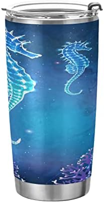 Alaza Dreamy Glowing Seahorse Tumbler com tampas e canudos, copo reutilizável de copo de vácuo de aix aço inoxidável, garrafa