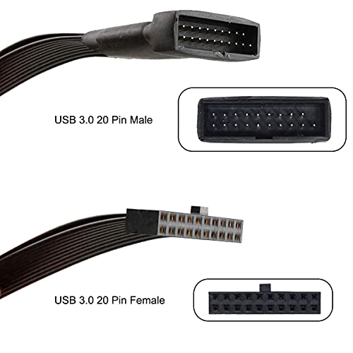 DKARDU 2 Pacote pequeno Mini USB 3.0 19 pinos 20 pinos Cabô adaptador de cabeçalho de extensão, cabo de extensão USB3.0