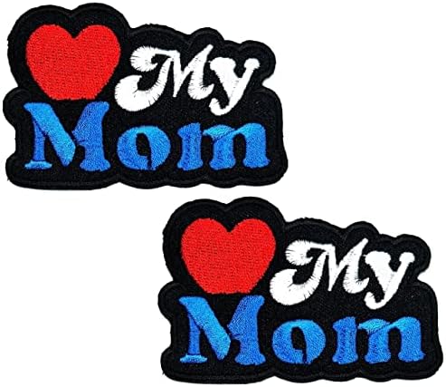 Kleenplus 2pcs. Letra Love My Mom Mom Ferro On Patches Slogan Palavra Funny Cartoon Kids Fashion Style Bordado Motif Applique Decoration Emblema Figurino