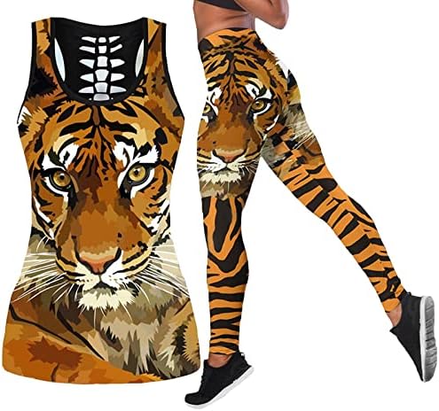 Meimly 3D Tiger Print Sport Yoga Suit personalizado - Tampa de volta aberta Tampa alta da cintura Alléges de ioga calças