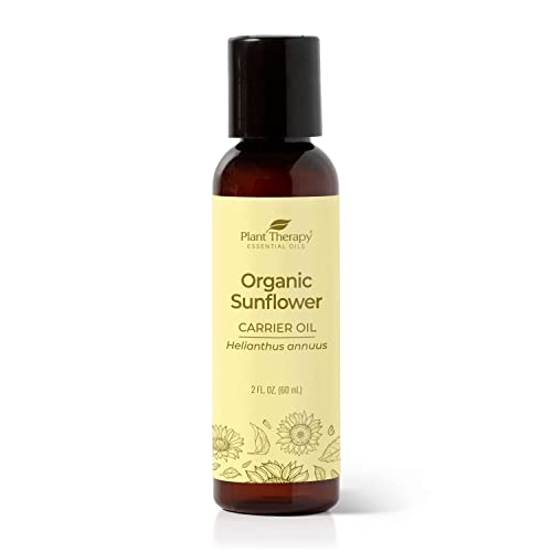 Terapia vegetal Óleo de transportadora orgânica de girassol orgânico 2 oz de óleo para aromaterapia, óleo essencial ou uso de massagem