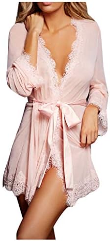 Kehen Women Women Exotic Nightgowns Lace Kimono Robe Babydoll Lingerie Mesh Sleepwear com triângulo