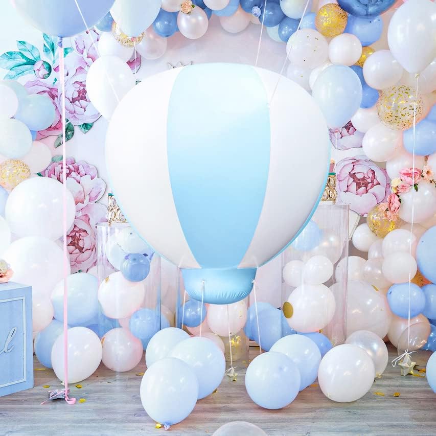Balão de ar quente com moldura em pé, balão de decoração de festa com bomba de ar, balão suspenso inflável para chá de bebê/decoração
