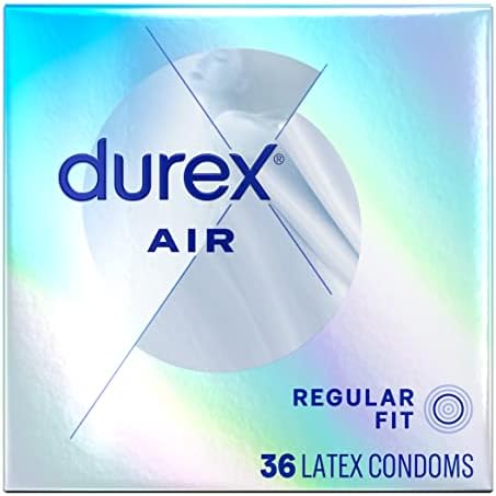 Preservativos de ar durex preservativos finos extra, ajuste regular, preservativos de látex de borracha natural para homens,