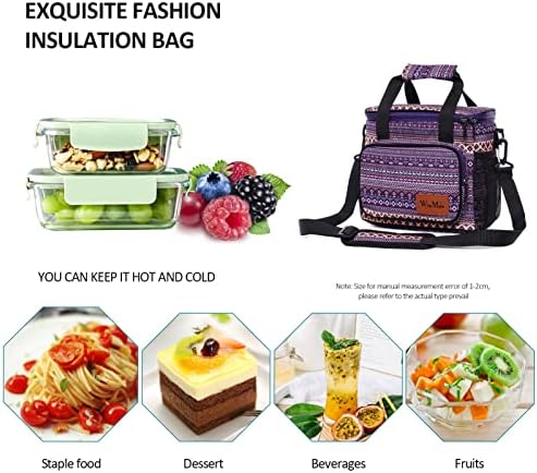 Bolsa de lancheira isolada bolsa de almoço leve para mulheres/lancheiras reutilizáveis ​​com alça de ombro e vários bolsos para o trabalho de piquenique escolar