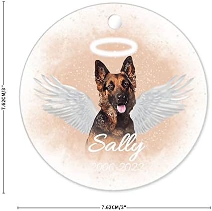 Boxeador cão memorial ornamento personalizado cachorro anjo anjo asas redondo ornamentos de natal de cerâmica árvore de árvore pendurada decoração de Natal