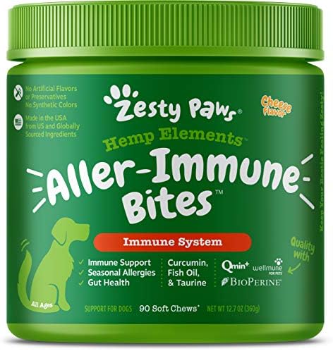 Chews macio imune de alergia + semente de cânhamo para cães - com curcumina + glucosamina para cães com cânhamo - suplemento de