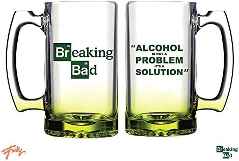 Apenas funky Breaking Bad Alcool não é um problema, é uma solução de caneca de cerveja de vidro