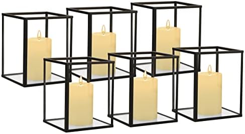 Conjunto de velas de furacão de vidro Yshengood Conjunto de 6 PCs, 4,9 x 3,9 polegadas curtas e mini vela de vidro preto