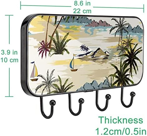 Montagem de parede para casaco de casaco de palmeira, rack de casaco de entrada com 4 enganche para chapéu de casaco Restas