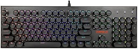 1stPlayer steampunk lite mk5 rgb led lhit retroiluminado teclado para jogos mecânicos com interruptores vermelhos -CIY, 104 chaves